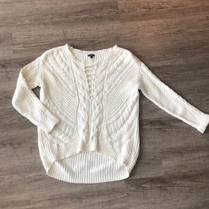 Cable knit lace up sweater